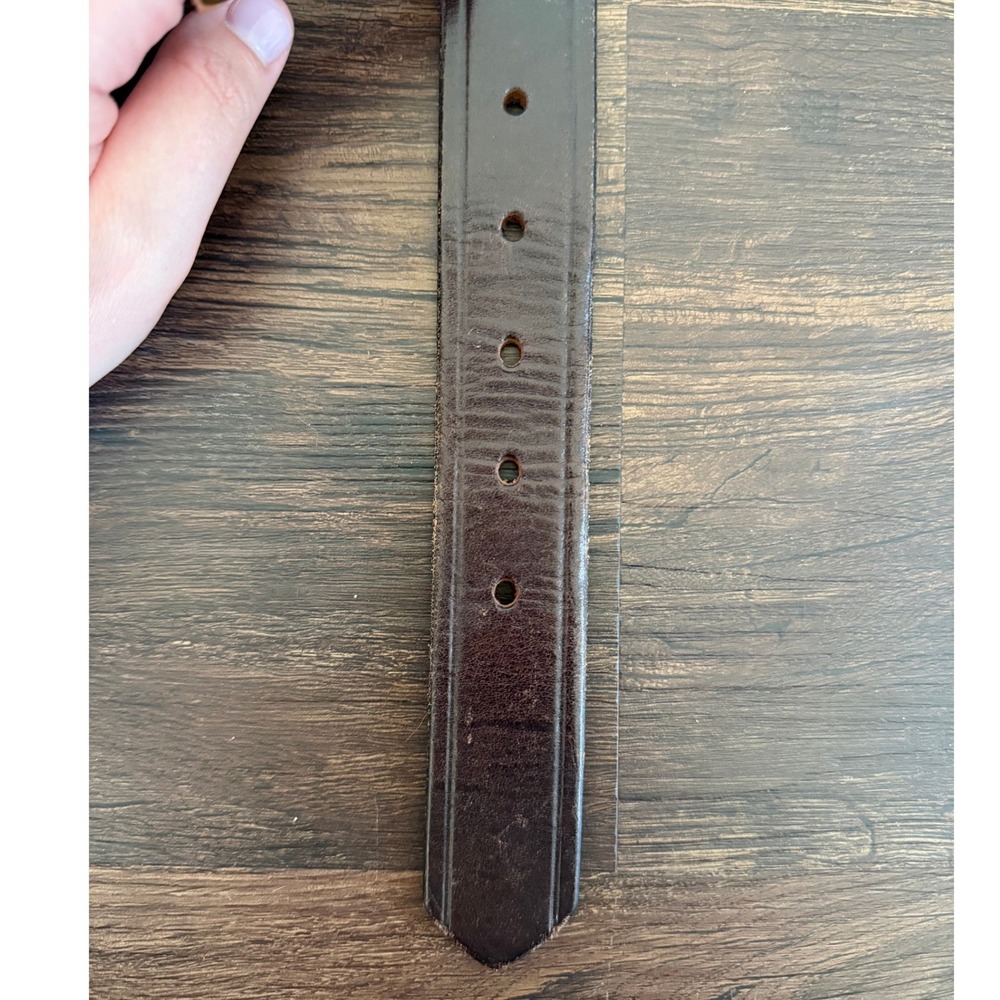 Over Under Kids Brown Leather Shotgun Shell Brass Buckle Belt Made in USA 28" - Picture 7 of 7